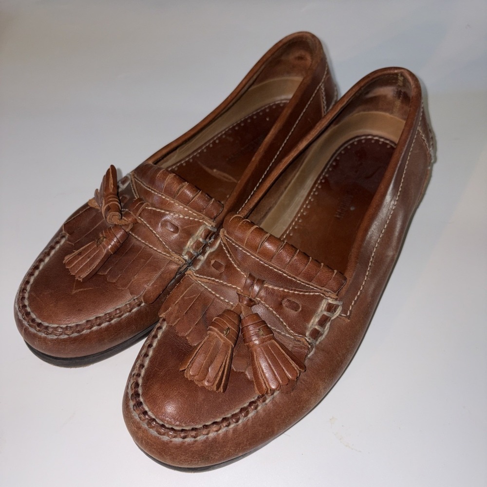 Johnston & Murphy Mens Tassel Brown Leather Shoes 11 M Made In Mexico